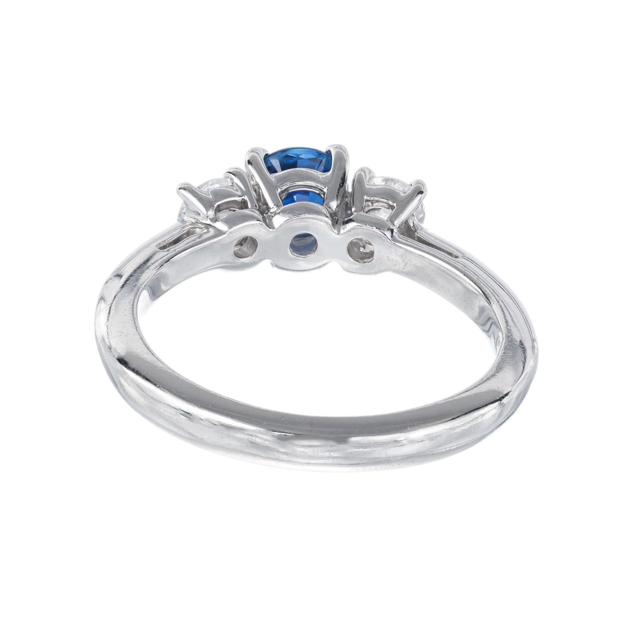 GIA zertifiziert .65 Karat Saphir Diamant Drei-Stein-Verlobungsring Damen im Angebot