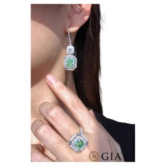 GIA Certified 6.50 Carat Fancy Green Diamond Earrings in 18K White Gold