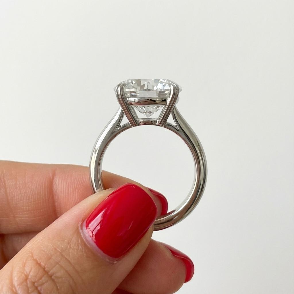 Bague en diamant rond brillant de 6,50 carats certifiée par le GIA Neuf - En vente à Chicago, IL