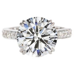 GIA Certified 6.51 Carat Platinum Round Brilliant Cut Diamond Engagement Ring