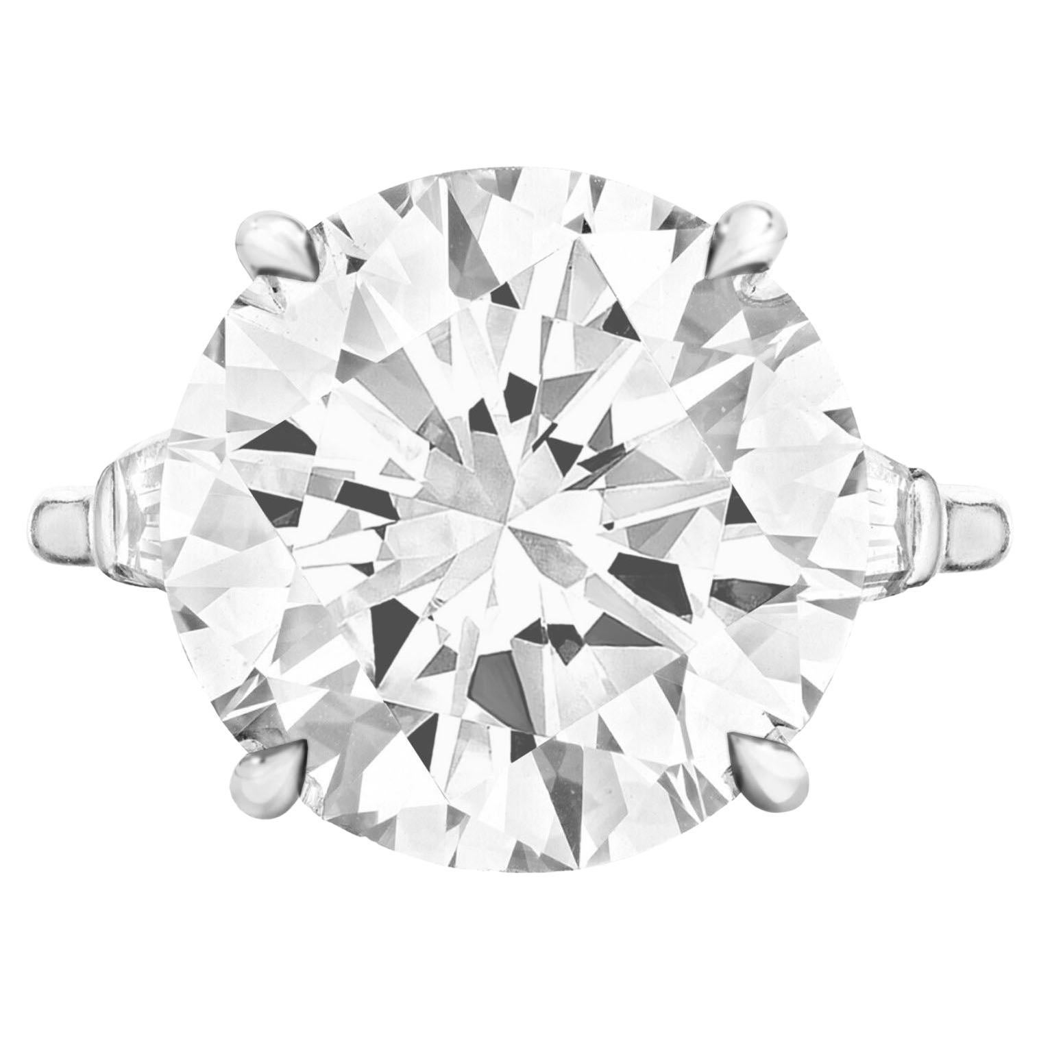 GIA Certified 6.21 Carat Round Cut Diamond Three Stone Engament Ring in Platinum For Sale