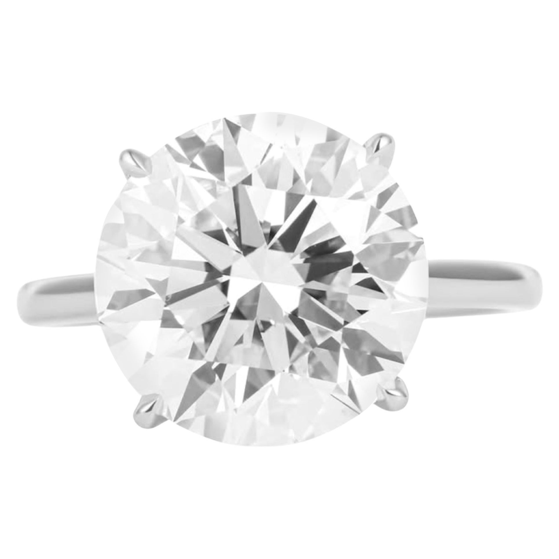 GIA Certified 6.51 Carat Round Shape Diamond Platinum Ring FLAWLESS