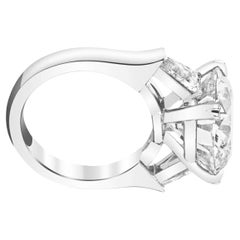 GIA Certified 6 Carat Round Brilliant Diamond Ring Set with Tapered Baguettes