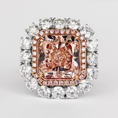 GIA Certified 6.53 Carat Fancy Pink-Brown & White Diamond Ring in 18K Rose Gold