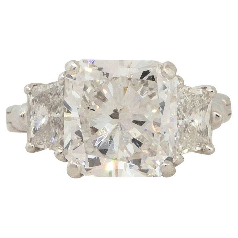 GIA Certified 6.53 Carat Radiant Cut Diamond Engagement Ring Platinum In Stock For Sale