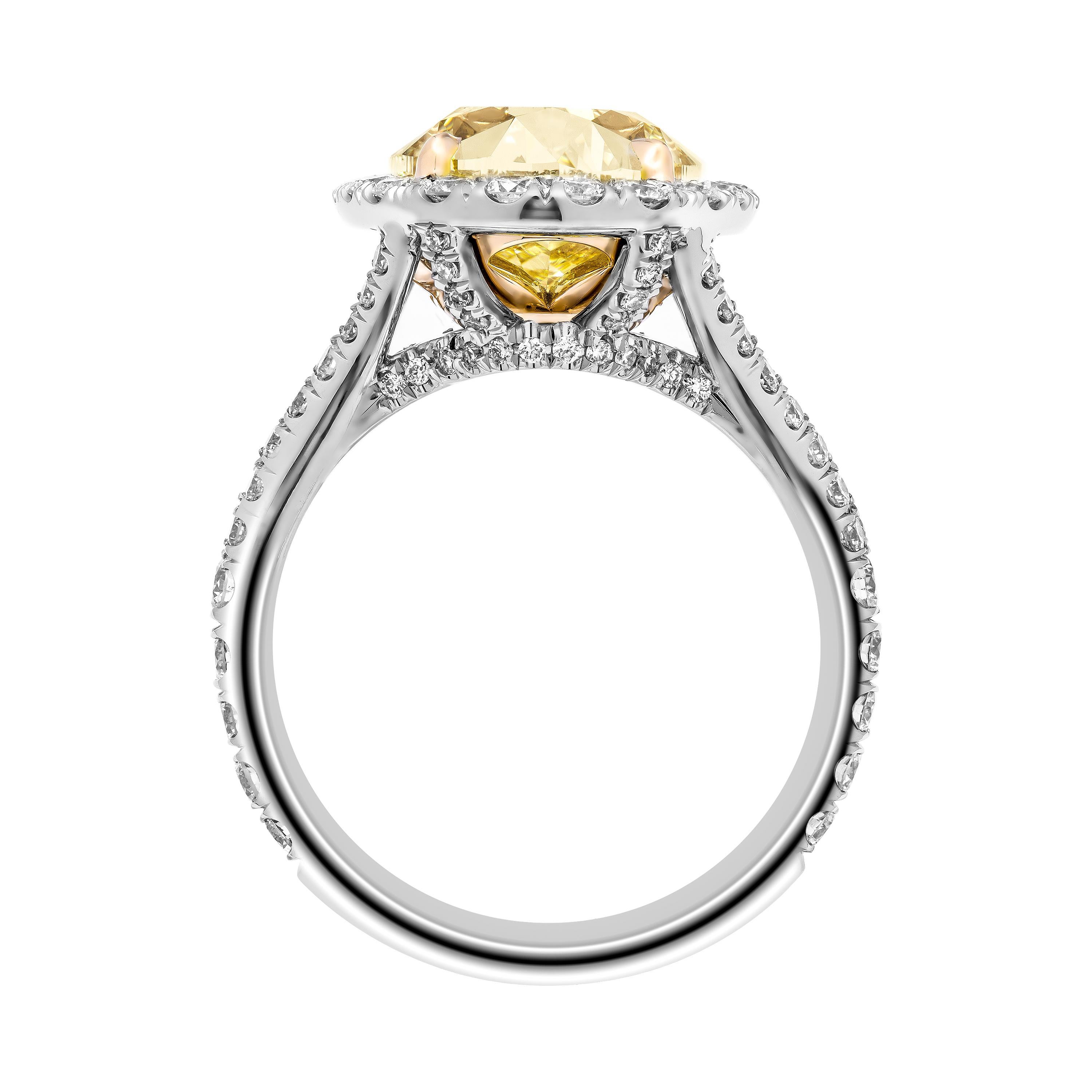 Modern GIA Certified 6.54 Carat Oval Fancy Yellow Diamond Ring