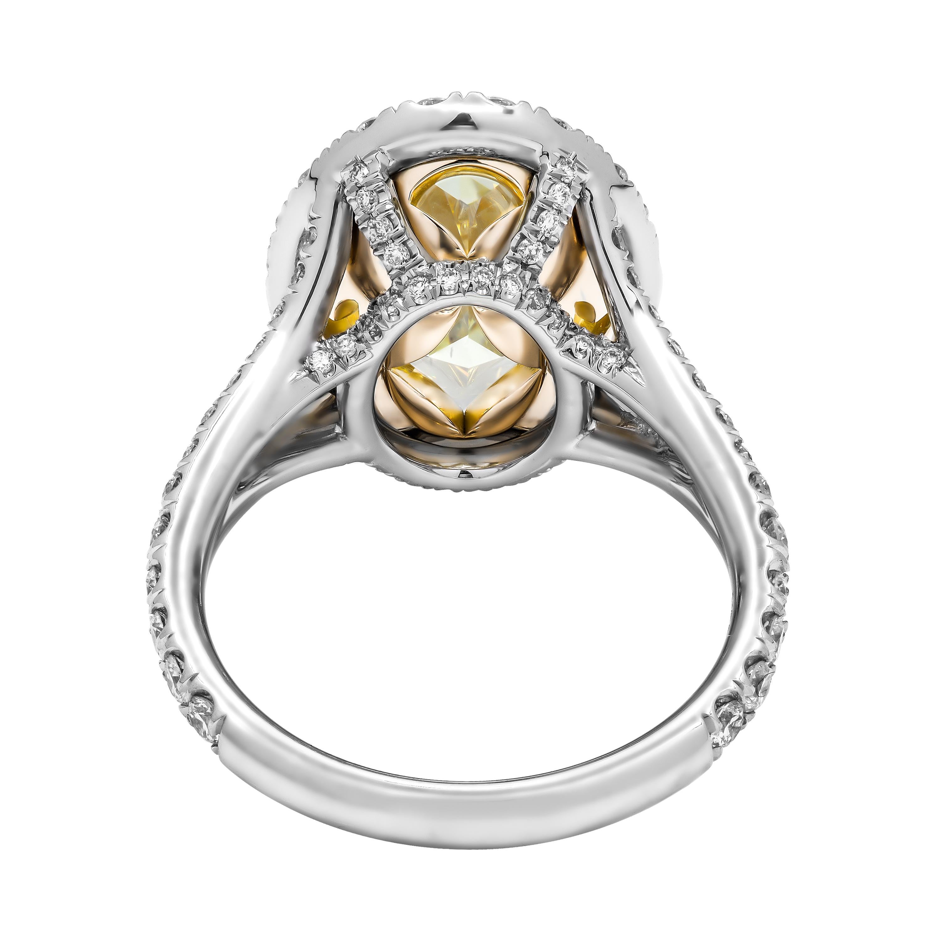 Oval Cut GIA Certified 6.54 Carat Oval Fancy Yellow Diamond Ring