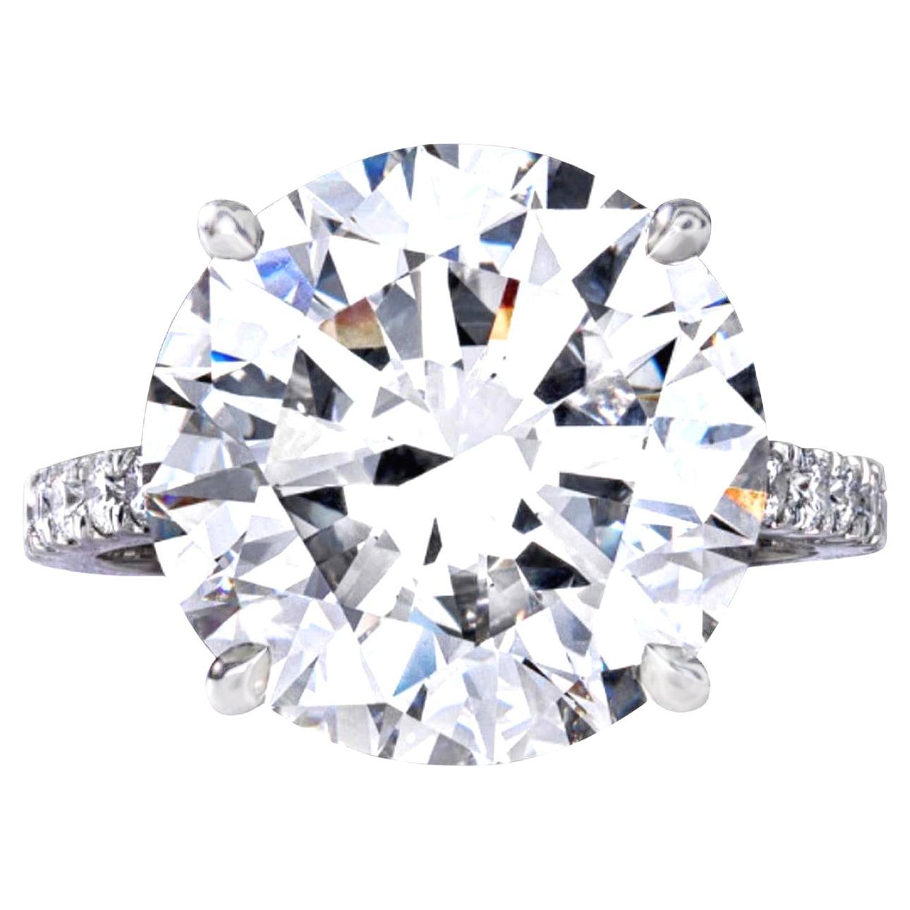 I FLAWLESS GIA Certified 6 Carat Round Brilliant Cut Diamond Platinum Ring