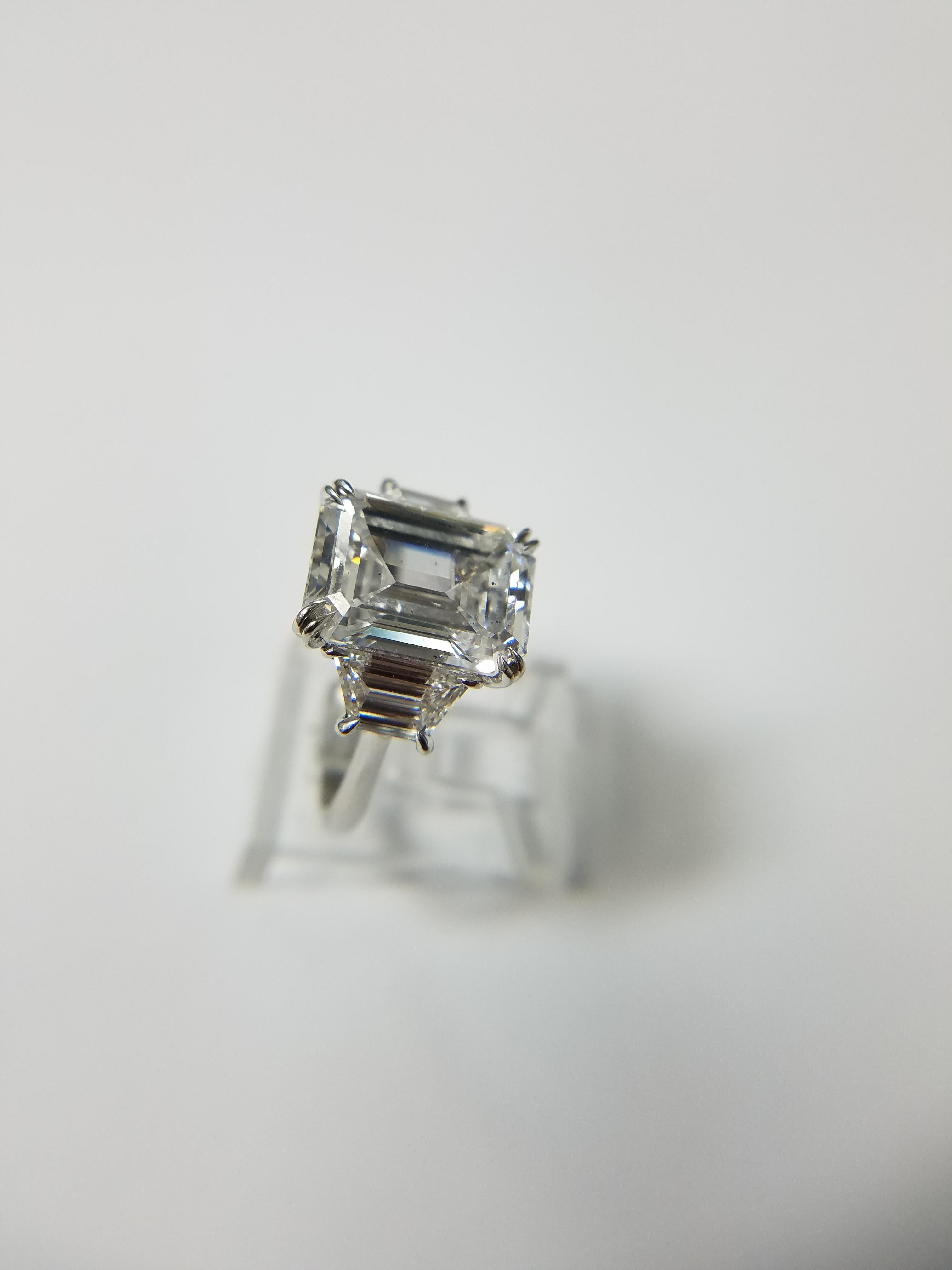 GIA Certified 6.55 Carat Emerald Cut Diamond D SI1 Ring by Louis Newman & Co. In New Condition In New York, NY