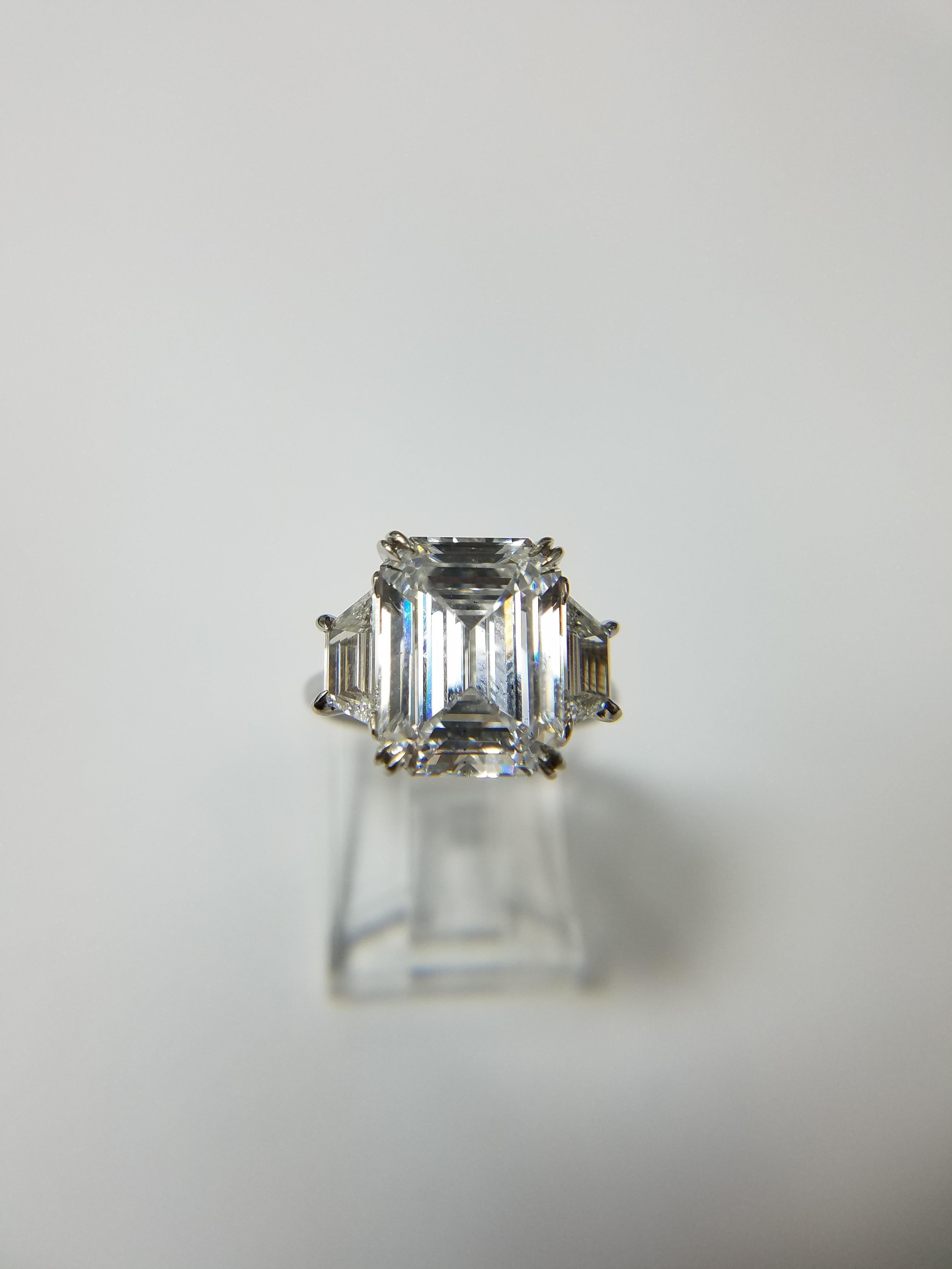 GIA Certified 6.55 Carat Emerald Cut Diamond D SI1 Ring by Louis Newman & Co. 1