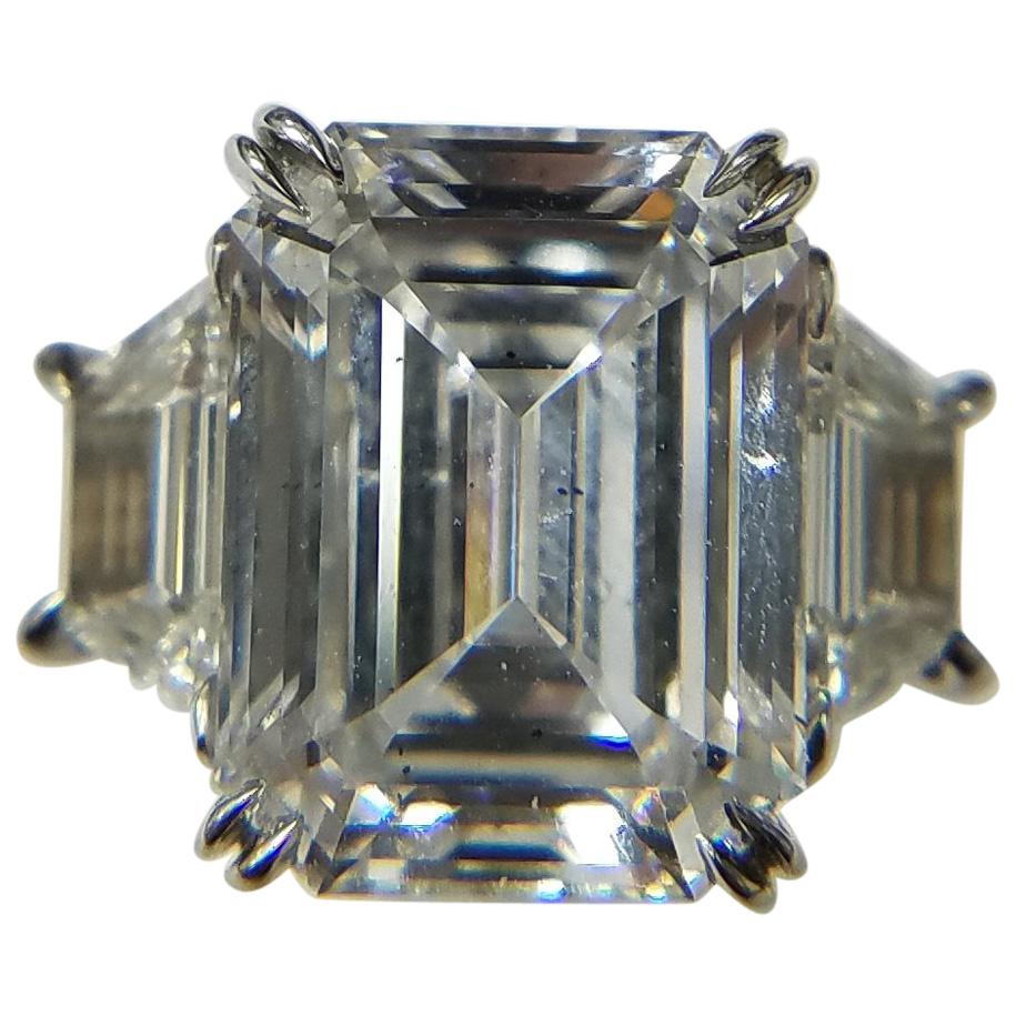 GIA Certified 6.55 Carat Emerald Cut Diamond D SI1 Ring by Louis Newman & Co.
