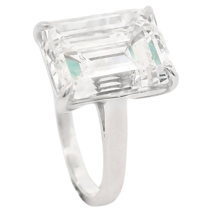 Bague de fiançailles avec diamant taille émeraude de 6,58 carats certifié GIA, H-VS1