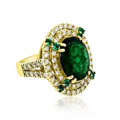 GIA Certified 6.58 Carat Colombian Natural Emerald 18 Karat Yellow Gold Ring