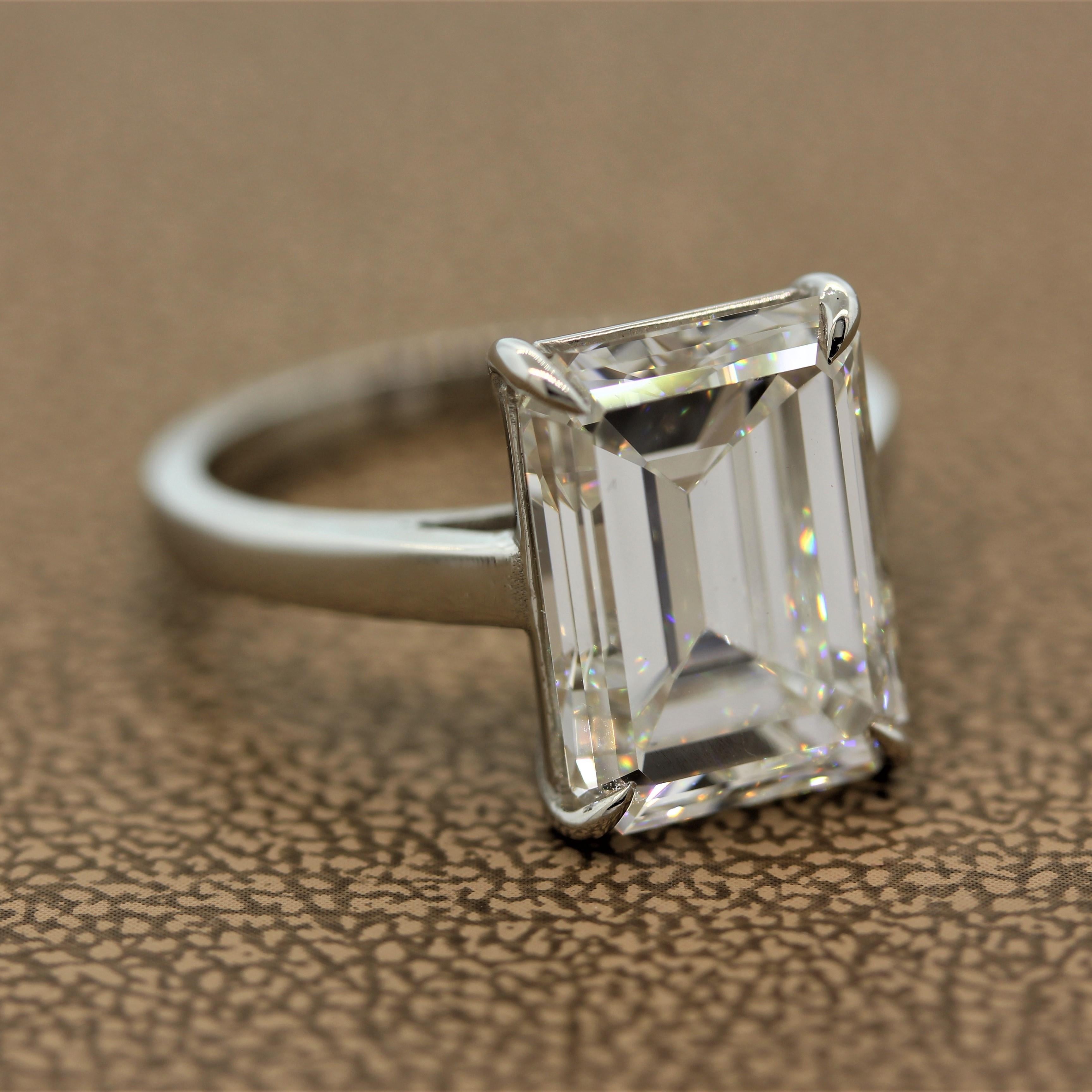 6.5 carat emerald cut diamond ring