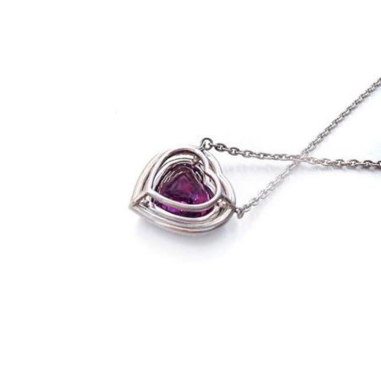 GIA Certified 6.59 Carat Natural Red-Purple Sapphire Diamond Platinum Pendant In New Condition For Sale In Los Angeles, CA