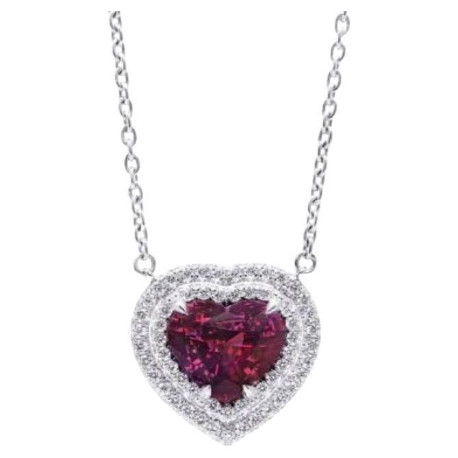 GIA Certified 6.59 Carat Natural Red-Purple Sapphire Diamond Platinum Pendant For Sale