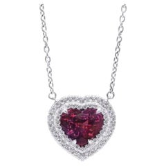 GIA Certified 6.59 Carat Natural Red-Purple Sapphire Diamond Platinum Pendant