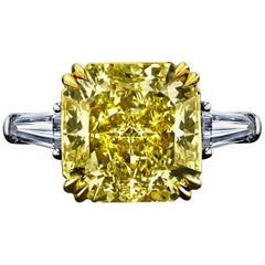 GIA Certified 5.07 Carat Radiant Fancy Yellow Diamond Ring