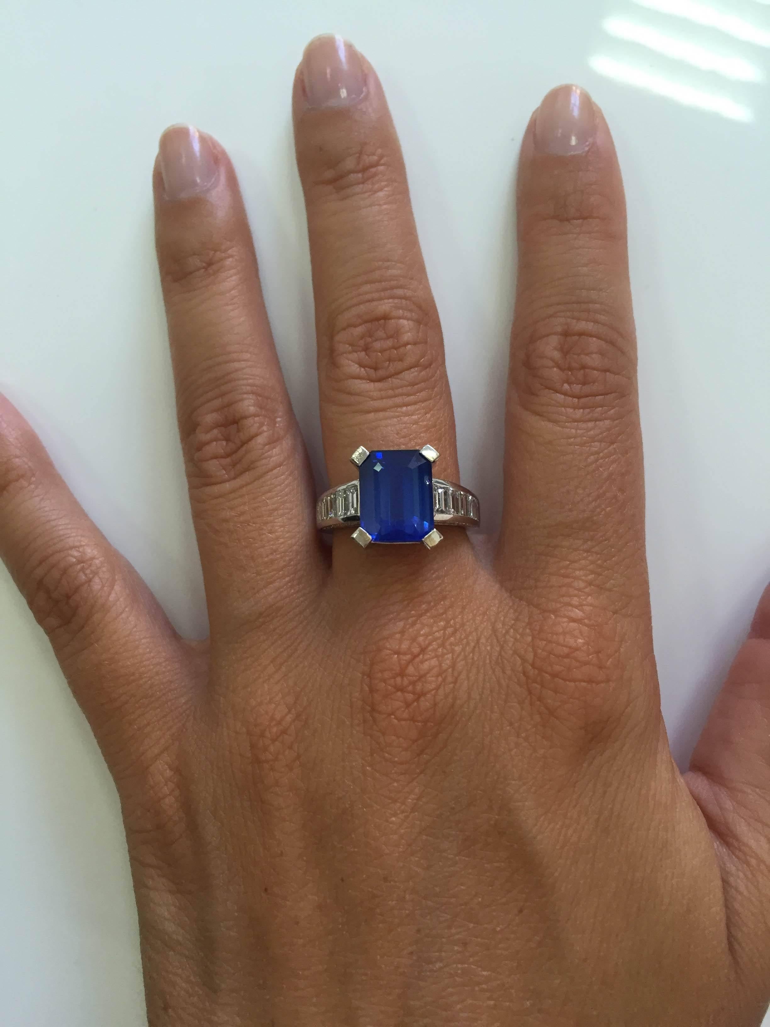 GIA zertifiziert 6,59 Karat Saphir Diamant Gold Ring 5
