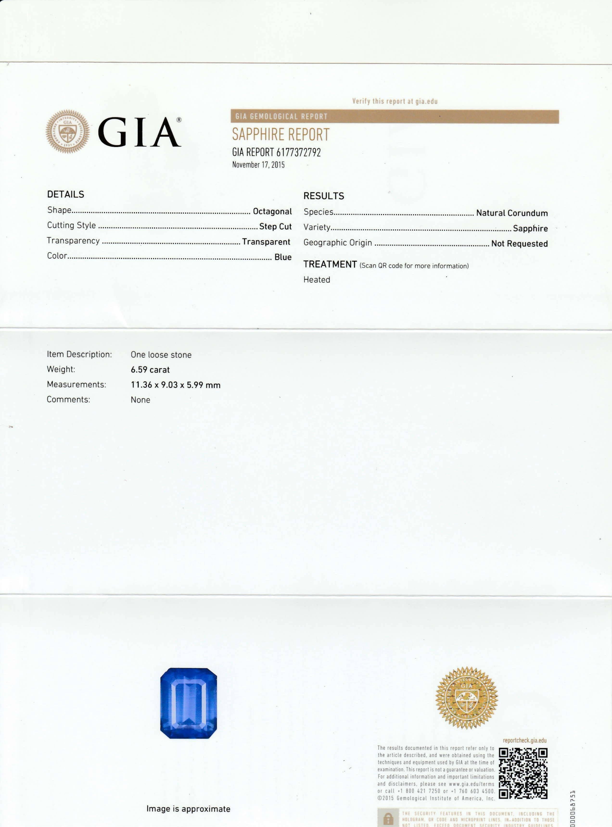 GIA zertifiziert 6,59 Karat Saphir Diamant Gold Ring 8
