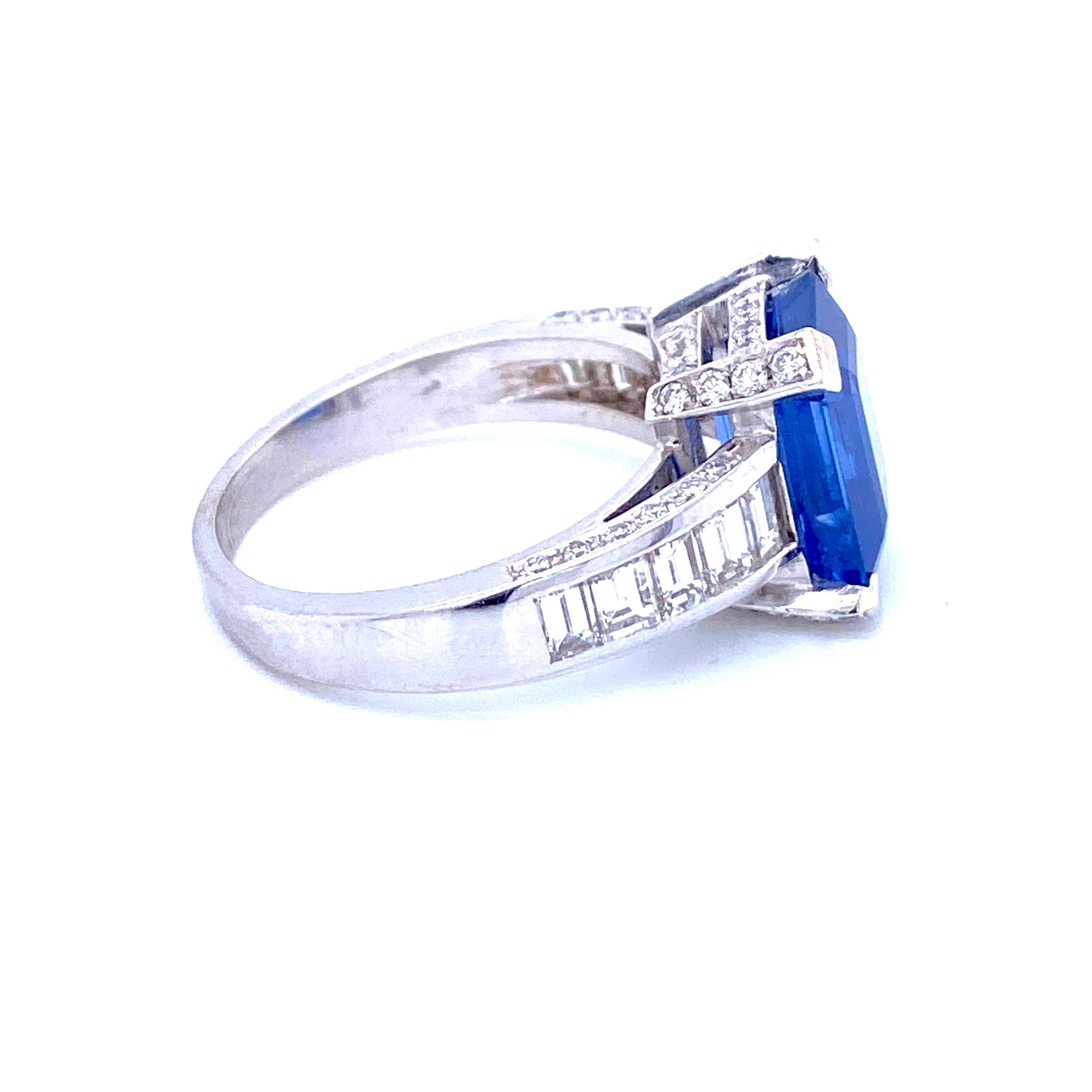 GIA Certified 6.59 Carat Sapphire Diamond Gold Ring For Sale 3