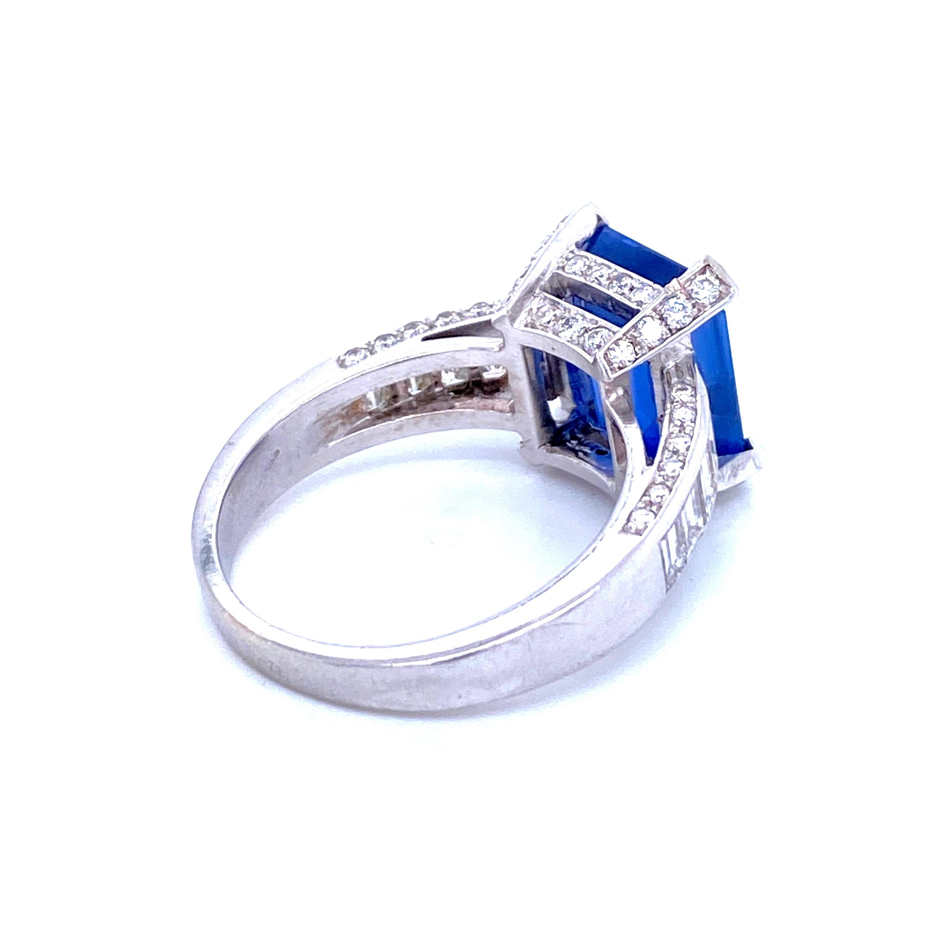 GIA Certified 6.59 Carat Sapphire Diamond Gold Ring For Sale 4