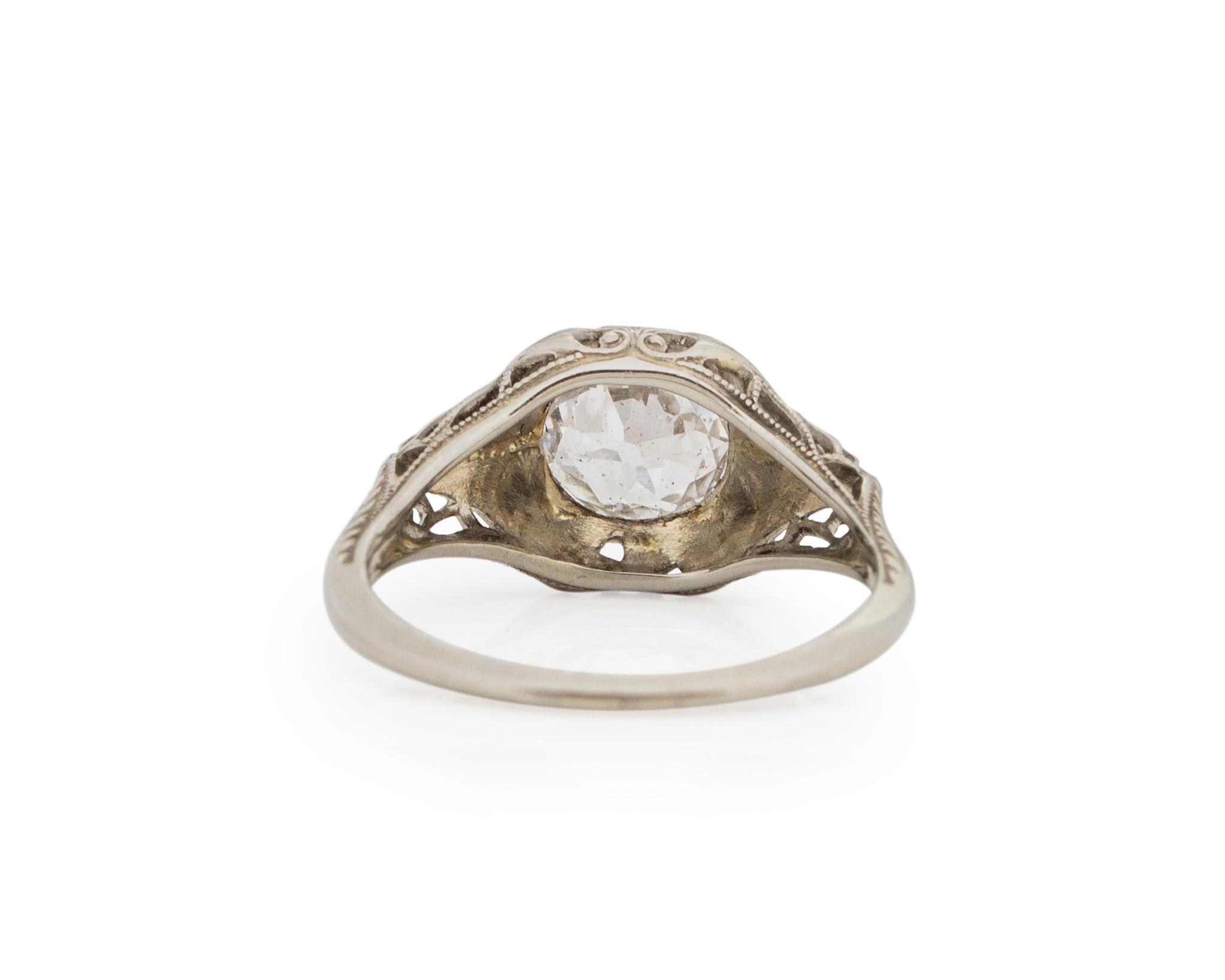 GIA zertifizierter 0,66 Karat Art Deco Diamant 18 Karat Weißgold Verlobungsring (Art déco) im Angebot