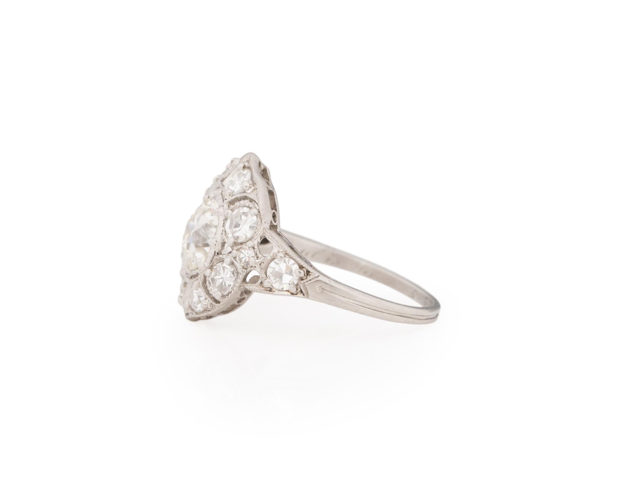 Verlobungsring, GIA-zertifizierter .66 Karat Art Deco Diamant Platin (Art déco)