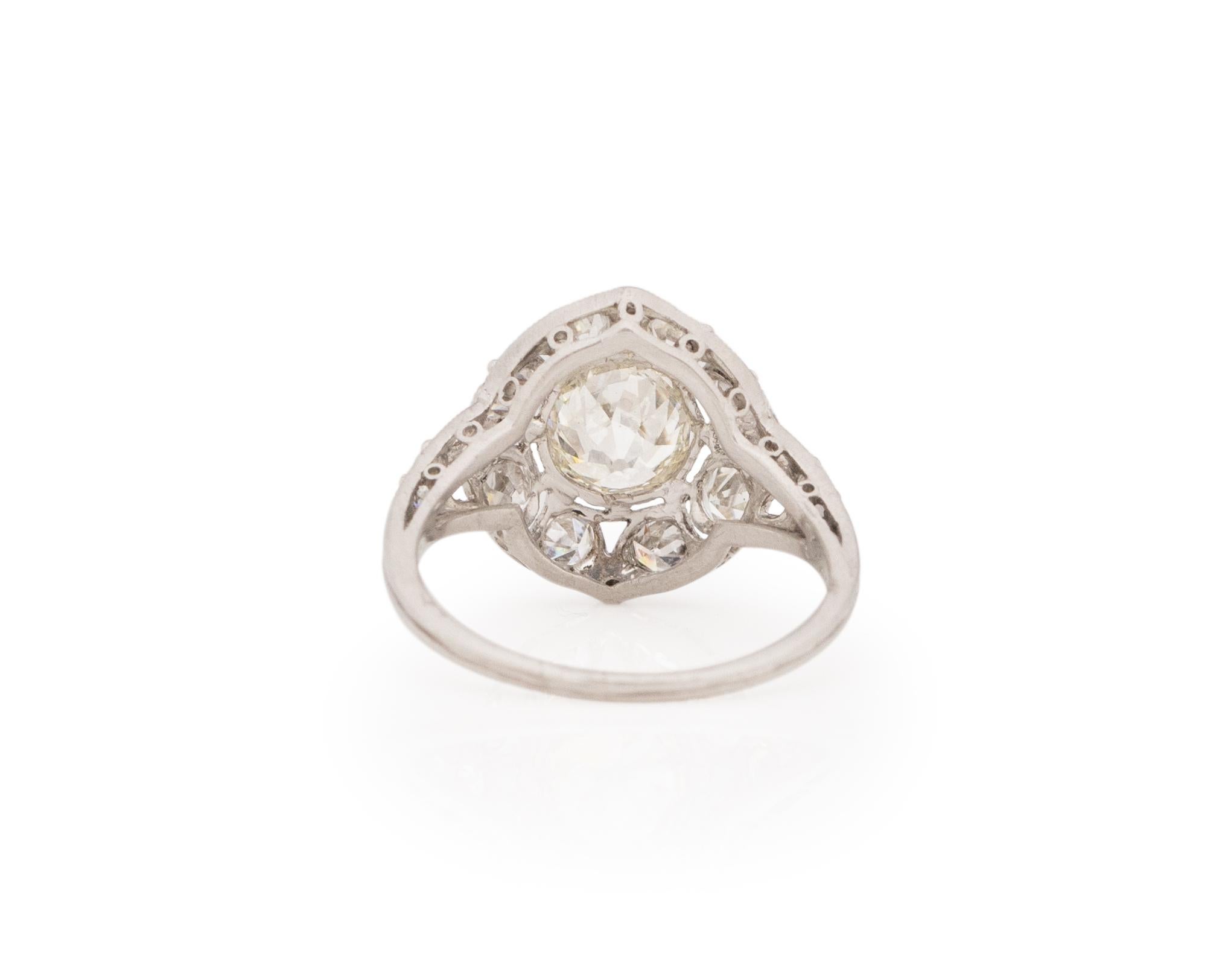 Verlobungsring, GIA-zertifizierter .66 Karat Art Deco Diamant Platin (Alteuropäischer Schliff)