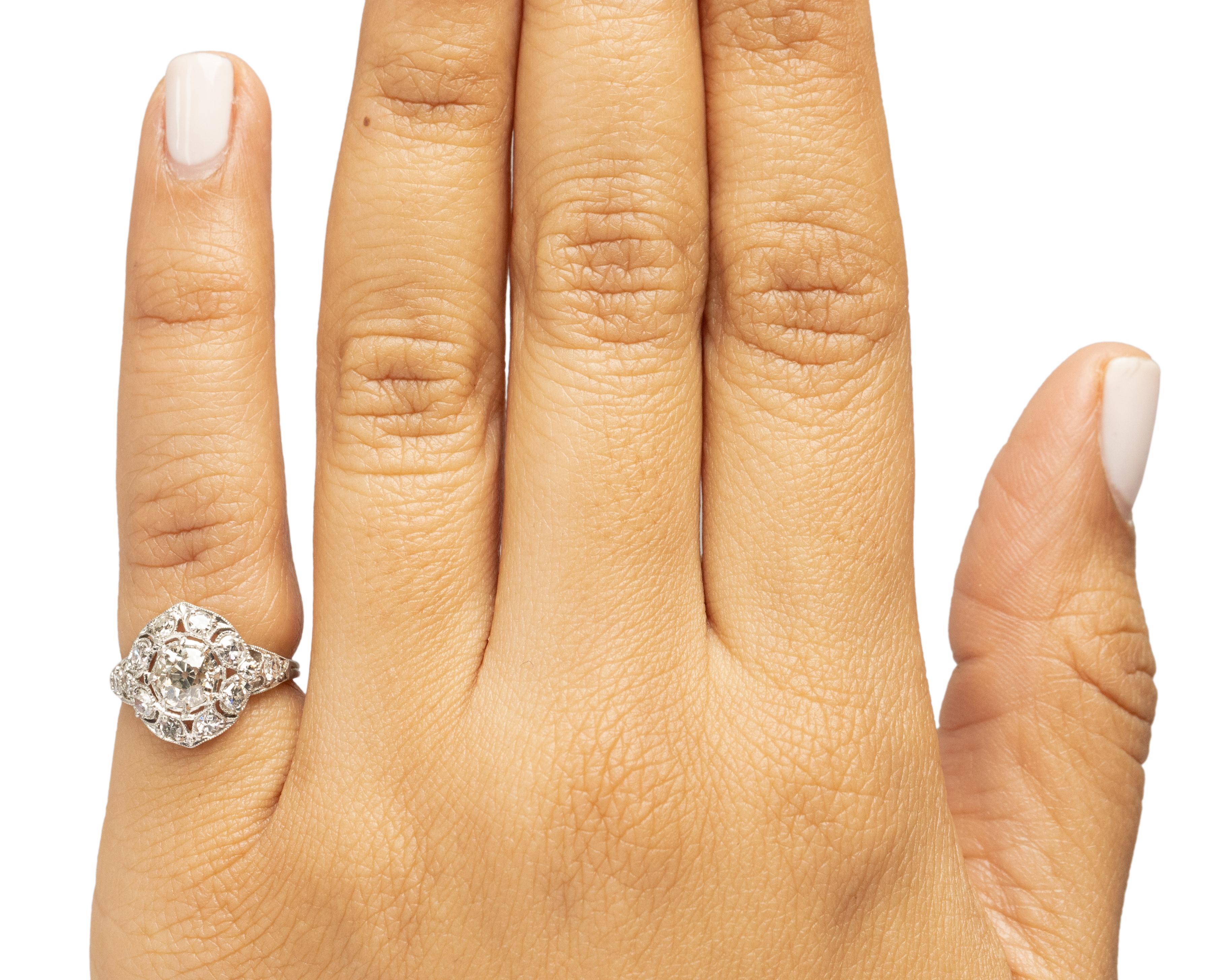 Verlobungsring, GIA-zertifizierter .66 Karat Art Deco Diamant Platin Damen