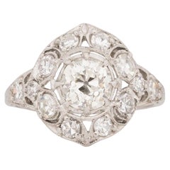 Verlobungsring, GIA-zertifizierter .66 Karat Art Deco Diamant Platin