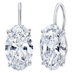 Pendientes colgantes de diamantes ovalados de 6,60 quilates certificados por el GIA TIPO IIA