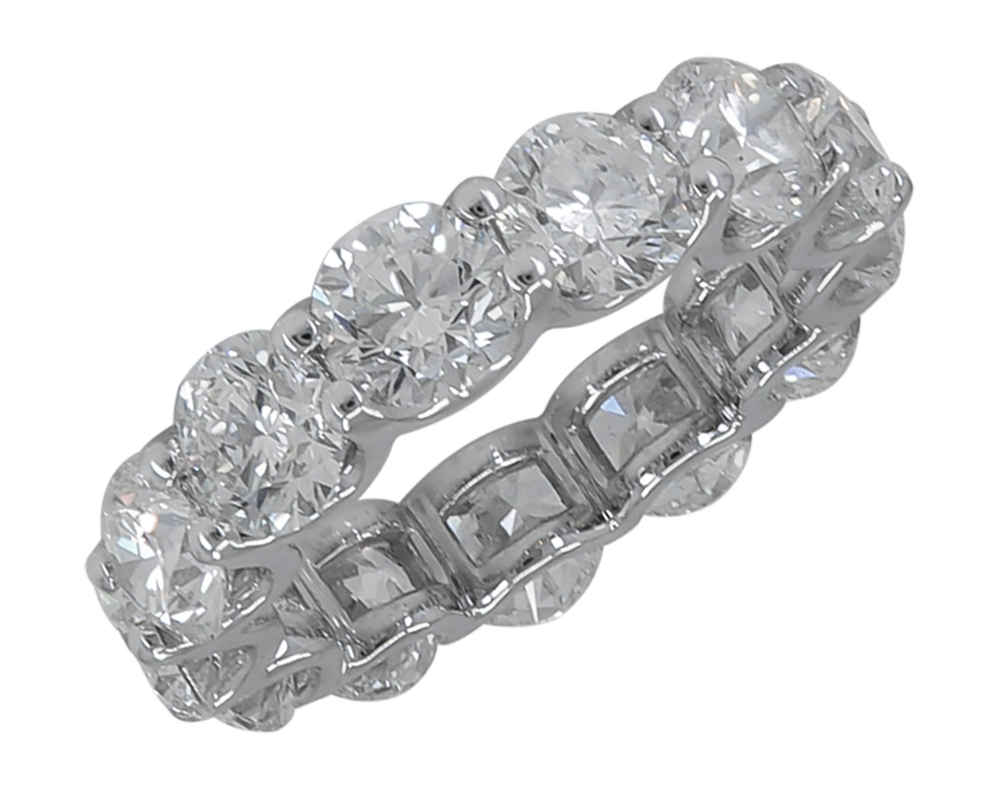 Round Cut Spectra Fine Jewelry, GIA Certified 6.60 Carat Round Diamond Wedding Band For Sale