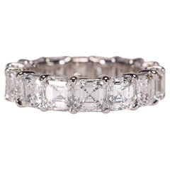 GIA Certified 6.61 Carat Asscher Cut Diamond Wedding Eternity Band