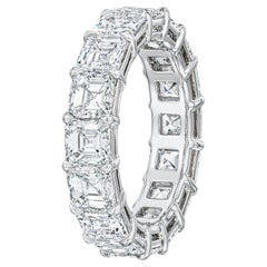 GIA-zertifizierter Asscher-Schliff 6,61 Karat Diamant Ehering