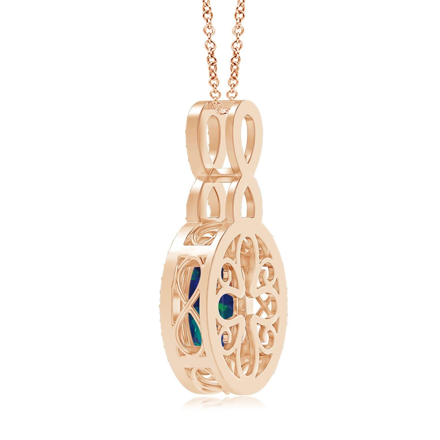 Modern GIA Certified 6.62 ct Black Opal Pendant with Infinity Bale in 14K Rose Gold