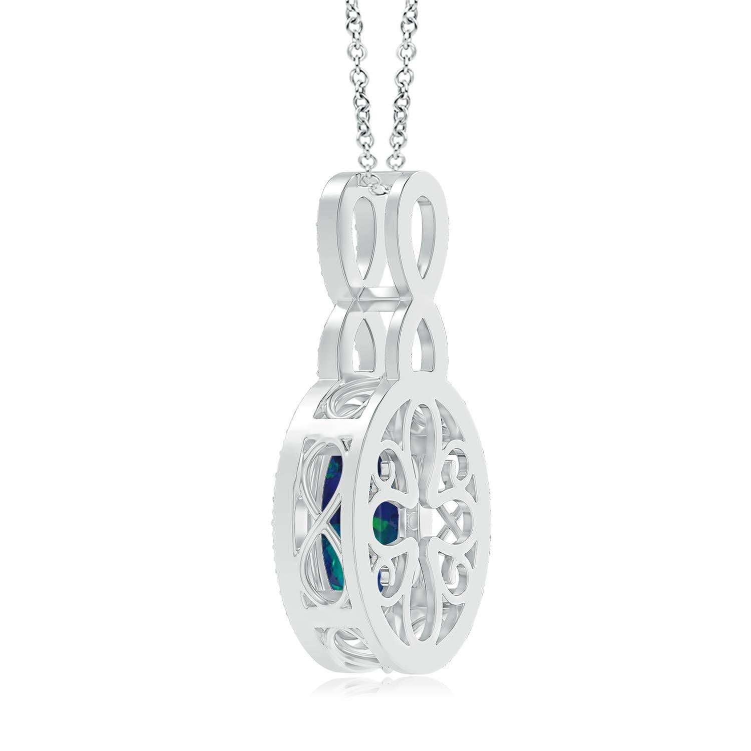 Modern GIA Certified 6.62 ct Black Opal Pendant with Infinity Bale in 14K White Gold