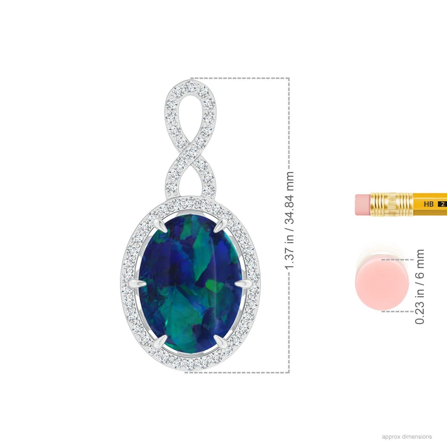 GIA Certified 6.62 ct Black Opal Pendant with Infinity Bale in 14K White Gold In New Condition In Los Angeles, CA