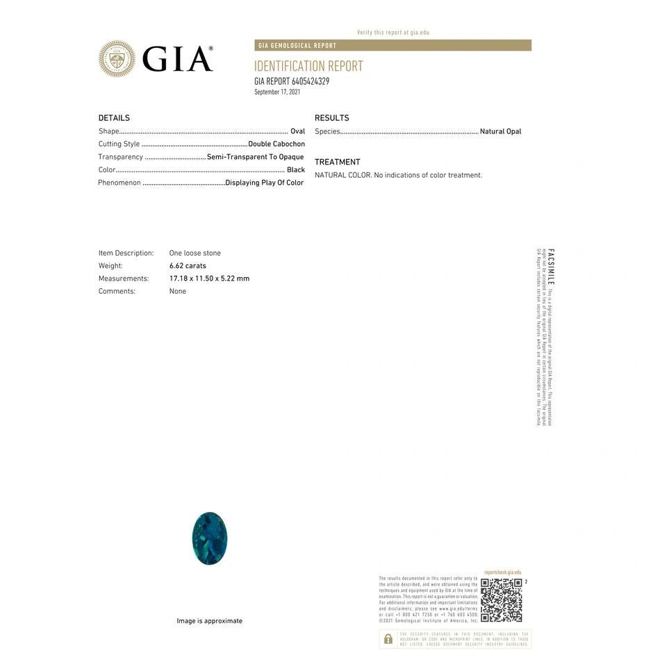 GIA Certified 6.62 ct Black Opal Pendant with Infinity Bale in 14K White Gold 2