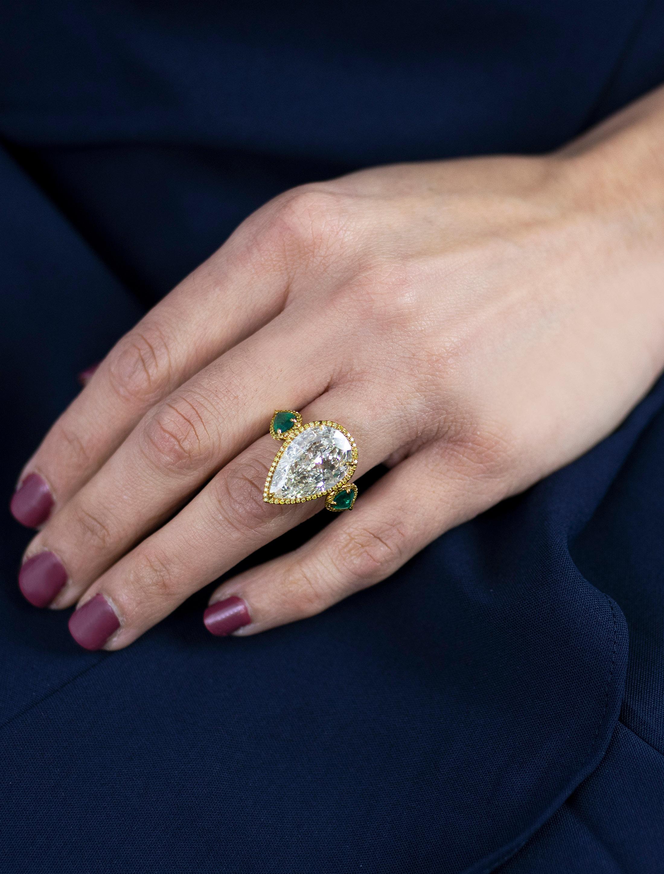 6.5 carat pear shaped diamond ring