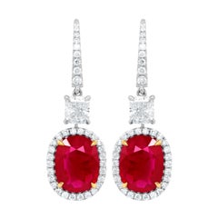 Boucles d'oreilles certifiées GIA 6,68 carats de diamant rubis