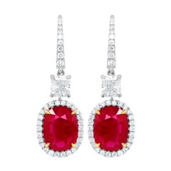 Boucles d'oreilles en diamants et rubis de 6,68 carats certifiés GIA