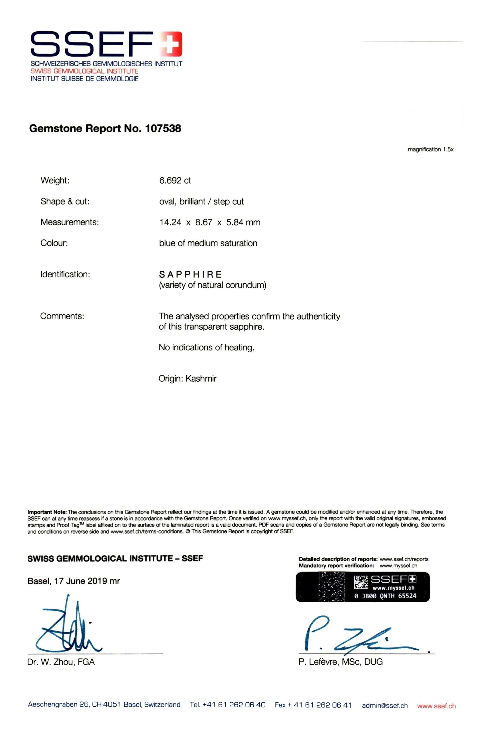 GIA-zertifizierter 6.69 Karat NO HEAT Kaschmirblauer Diamantring mit Saphirschliff  (Moderne) im Angebot