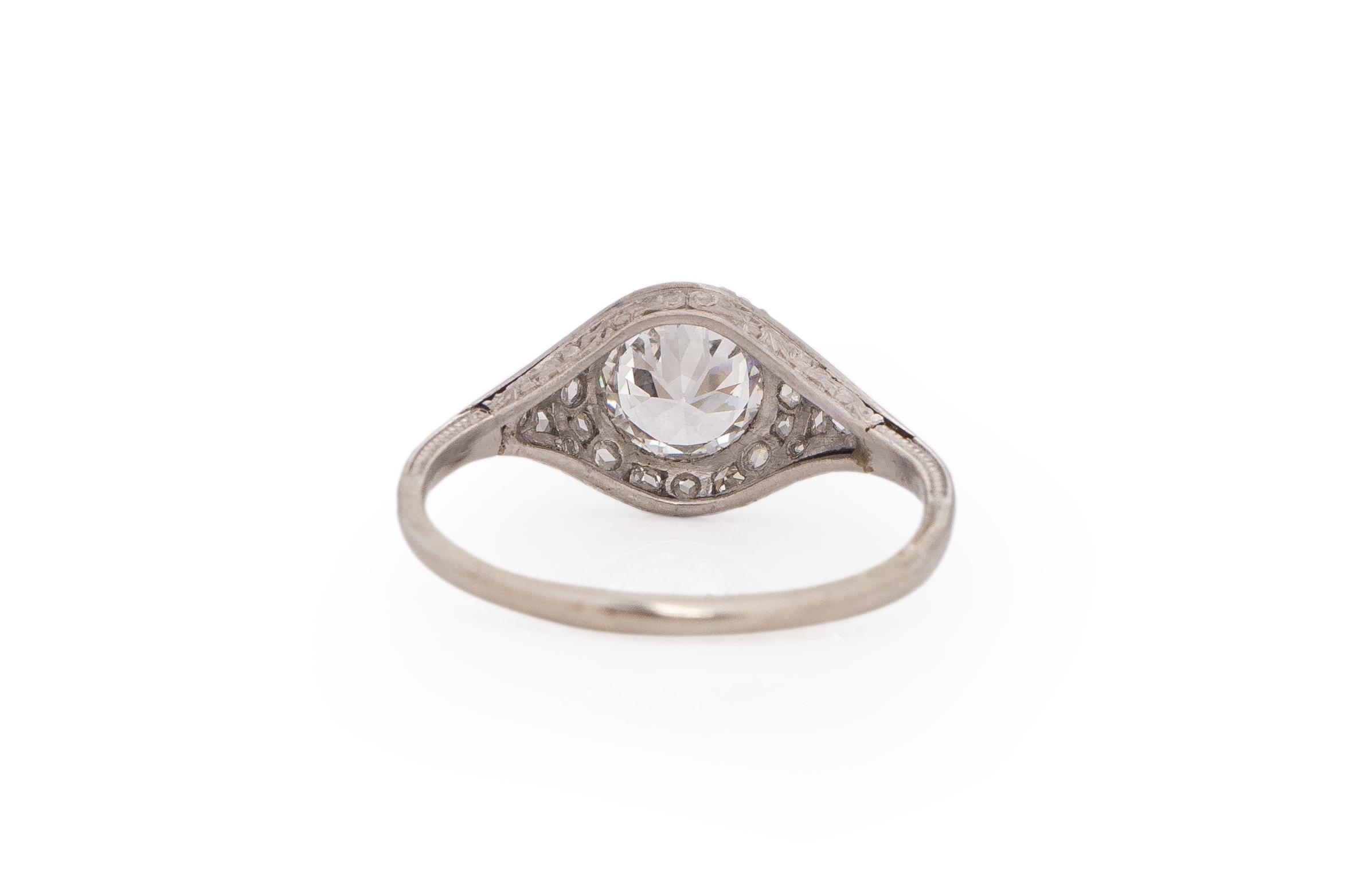 Old European Cut GIA Certified .67 Carat Art Deco Diamond Platinum Engagement Ring For Sale
