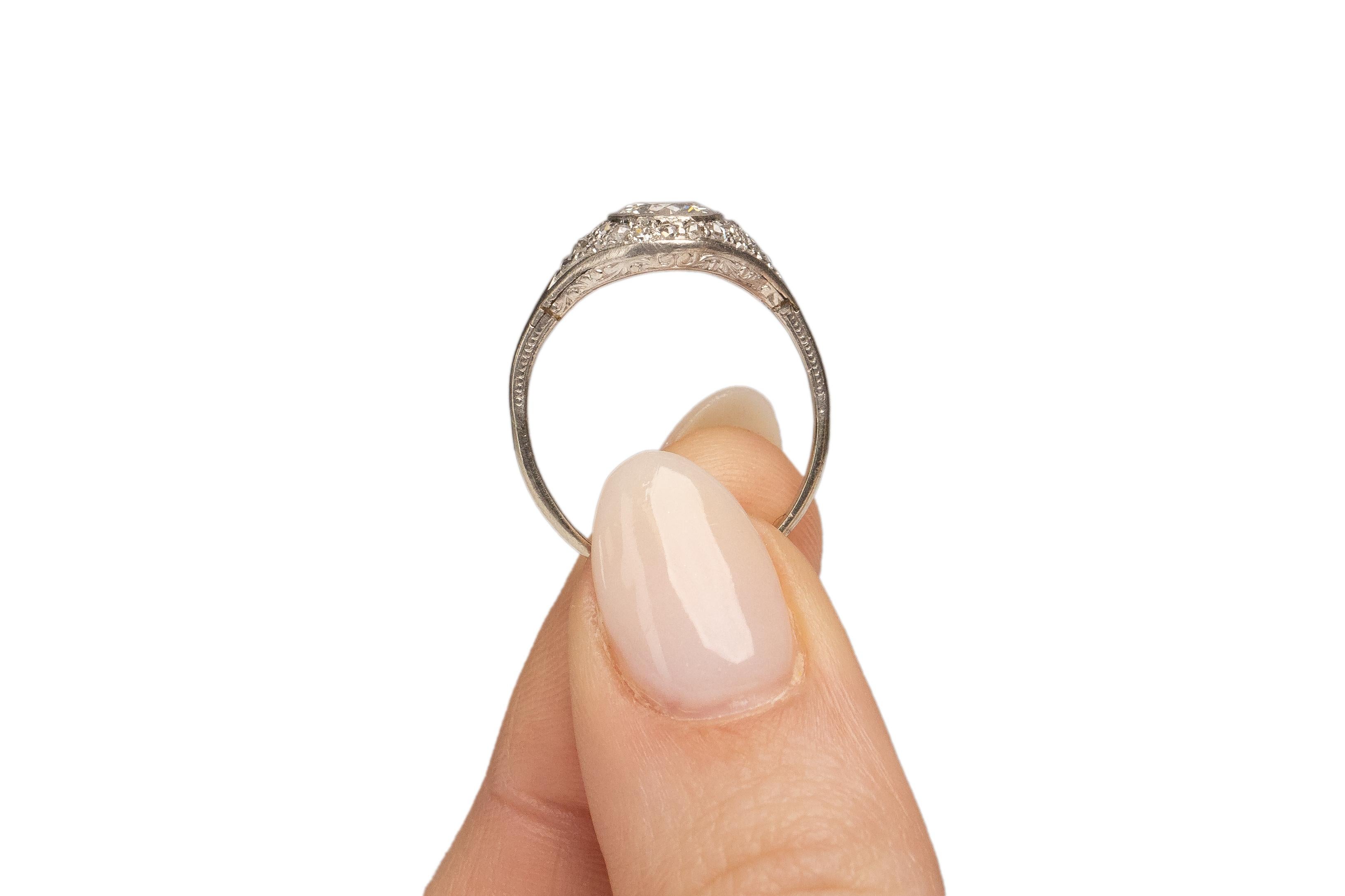 GIA Certified .67 Carat Art Deco Diamond Platinum Engagement Ring For Sale 2