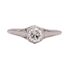 GIA zertifizierter 0,67 Karat Art Deco Diamant Platin Verlobungsring