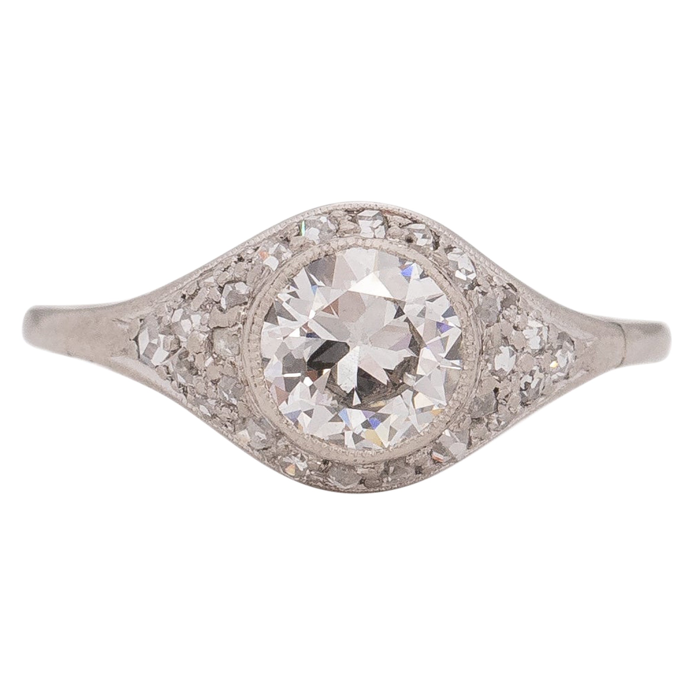 Anello di fidanzamento in platino con diamante Art Deco certificato GIA da 67 carati