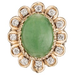 GIA zertifiziert 6,7 Karat Jadeit Jade Diamant Gelbgold Ring