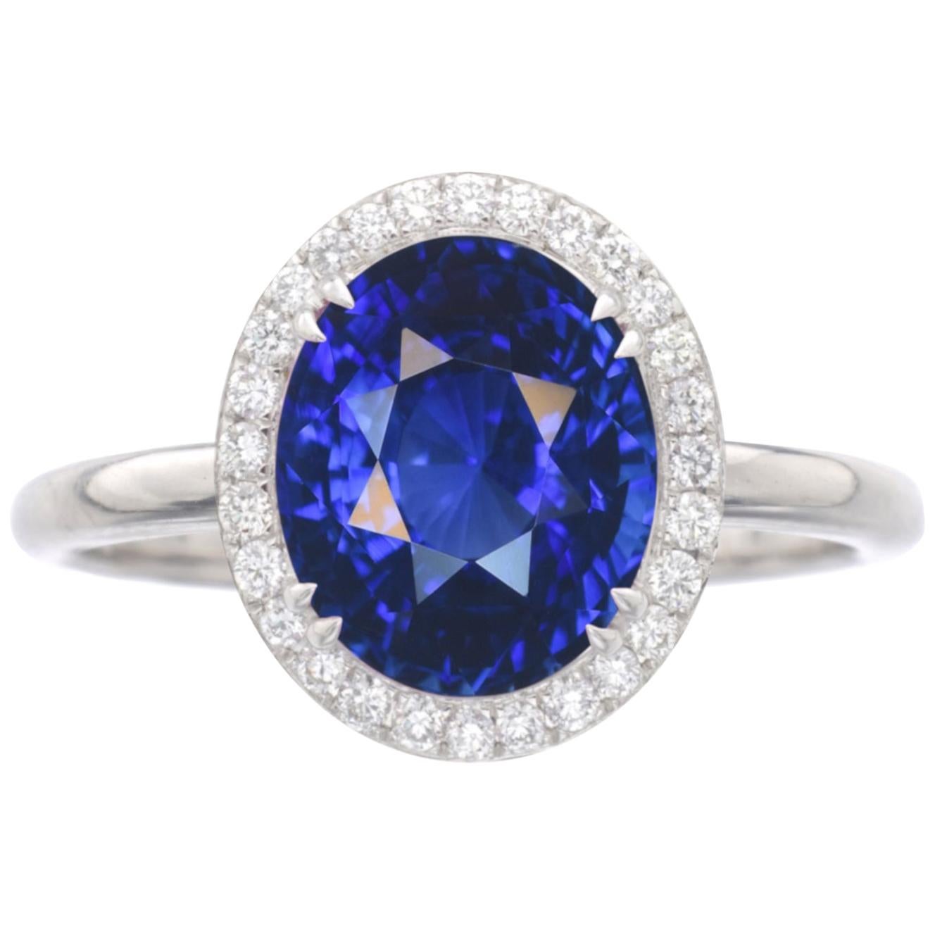 Flawless Clarity GRS GIA Certified 5.76 Carat Natural Sapphire Ring