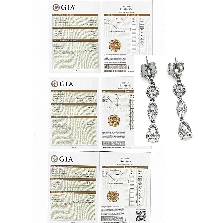 Orecchini a goccia con diamanti da 6,70 carati certificati GIA in vendita 1